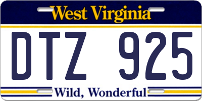 WV license plate DTZ925