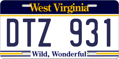 WV license plate DTZ931