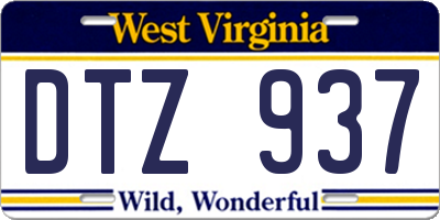 WV license plate DTZ937