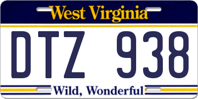 WV license plate DTZ938