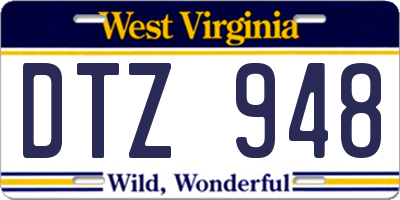 WV license plate DTZ948