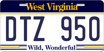 WV license plate DTZ950