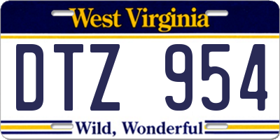 WV license plate DTZ954