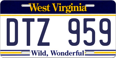 WV license plate DTZ959