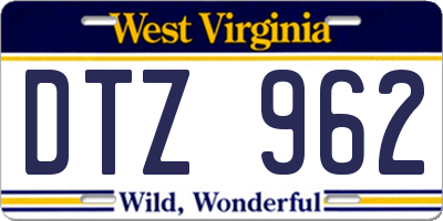 WV license plate DTZ962
