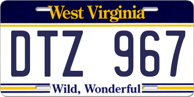 WV license plate DTZ967