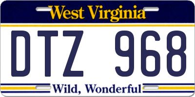 WV license plate DTZ968
