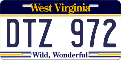 WV license plate DTZ972