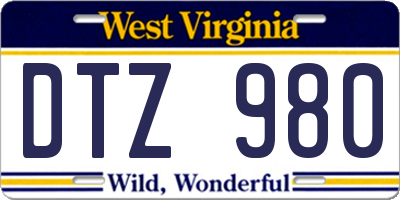 WV license plate DTZ980