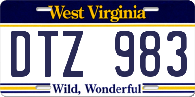 WV license plate DTZ983