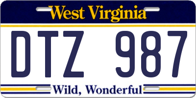 WV license plate DTZ987