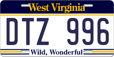 WV license plate DTZ996