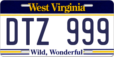 WV license plate DTZ999