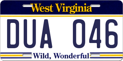 WV license plate DUA046