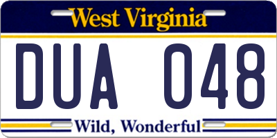 WV license plate DUA048