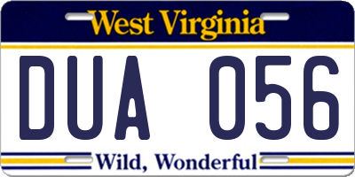 WV license plate DUA056