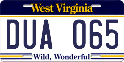 WV license plate DUA065