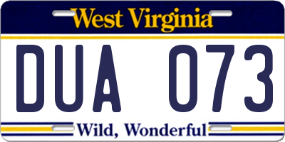 WV license plate DUA073