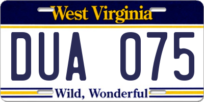 WV license plate DUA075