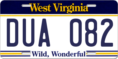 WV license plate DUA082