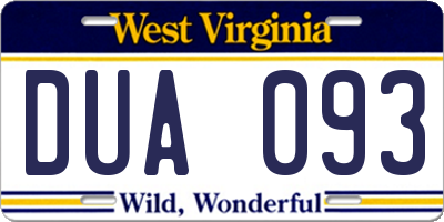 WV license plate DUA093