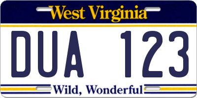 WV license plate DUA123