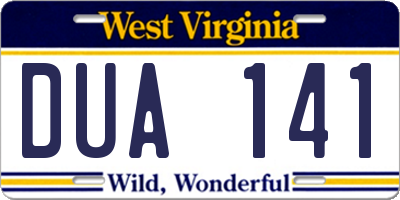 WV license plate DUA141