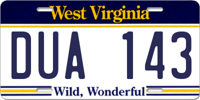 WV license plate DUA143