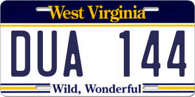 WV license plate DUA144