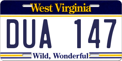 WV license plate DUA147