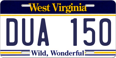 WV license plate DUA150