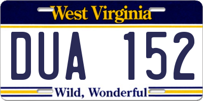 WV license plate DUA152