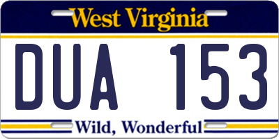 WV license plate DUA153