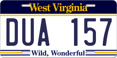 WV license plate DUA157