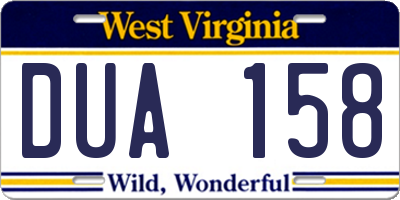 WV license plate DUA158