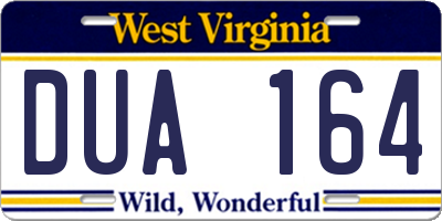 WV license plate DUA164