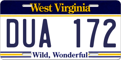 WV license plate DUA172