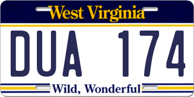 WV license plate DUA174