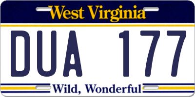 WV license plate DUA177