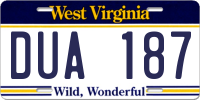 WV license plate DUA187