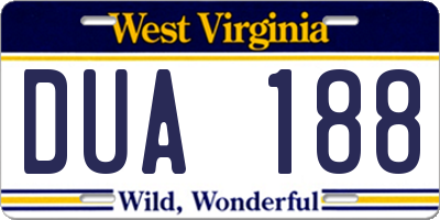 WV license plate DUA188