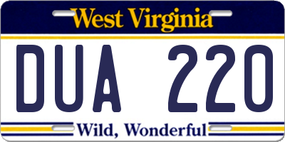 WV license plate DUA220