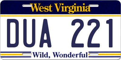 WV license plate DUA221