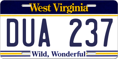 WV license plate DUA237