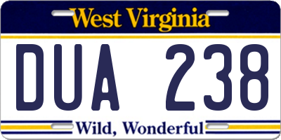 WV license plate DUA238