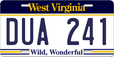 WV license plate DUA241