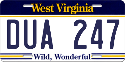 WV license plate DUA247