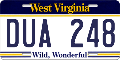 WV license plate DUA248