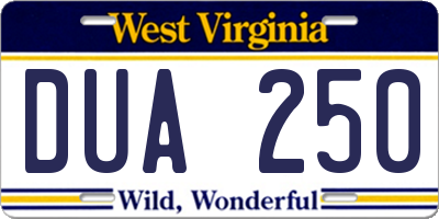 WV license plate DUA250