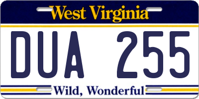 WV license plate DUA255